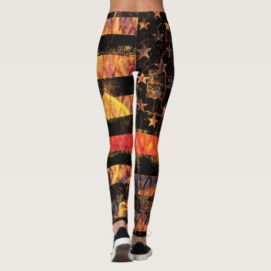 Thin Red Line and Flames Leggings (Rückseite)