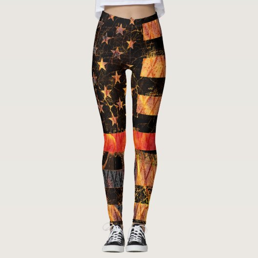 Thin Red Line and Flames Leggings (Vorderseite)