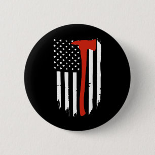 Thin Red Line Ax American Flag Patriot Feuerwehr Button