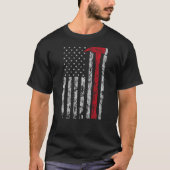 Thin Red Line Ax American Flag Patriot Firefikäte T-Shirt (Vorderseite)