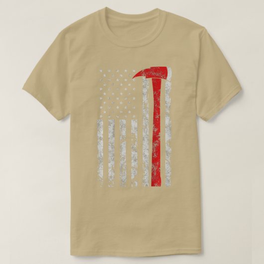Thin Red Line Ax American Flag Patriot Firefikäte T-Shirt (Design vorne)
