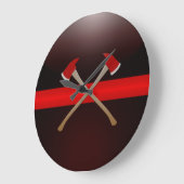 Thin Red Line Crossed Fire Axes Große Wanduhr (Winkel)