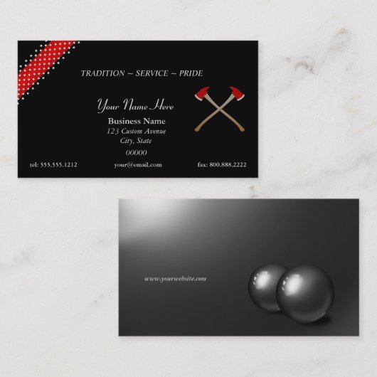 Thin Red Line Crossed Fire Axes Visitenkarte (Vorne/Hinten)
