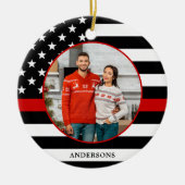 Thin Red Line Custom Foto von Firefighter Christma Keramik Ornament (Vorne)