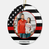 Thin Red Line Custom Foto von Firefighter Christma Keramik Ornament (Links)