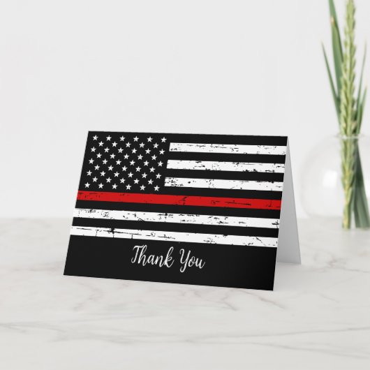 Thin Red Line Feuerwehr Feuerwehrmann Vielen Dank Karte (Vorderseite)