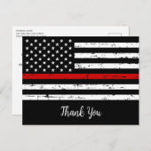 Thin Red Line Feuerwehr Feuerwehrmann Vielen Dank Postkarte (Vorne/Hinten)