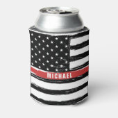 Thin Red Line Feuerwehrflaggengrunge personalisier Dosenkühler (Kanne Rückseite)