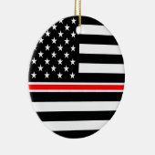 Thin Red Line Feuerwehrleute Heroes American Flag Keramik Ornament (Rechts)