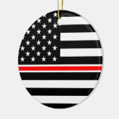 Thin Red Line Feuerwehrleute Heroes American Flag Keramik Ornament (Links)