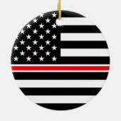 Thin Red Line Feuerwehrleute Heroes American Flag Keramik Ornament (Hinten)