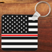 Thin Red Line Feuerwehrleute Heroes American Flag Schlüsselanhänger (Rückseite)