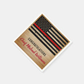 Thin Red Line Feuerwehrmann Feuerwehrruhestand Serviette (Ecke)