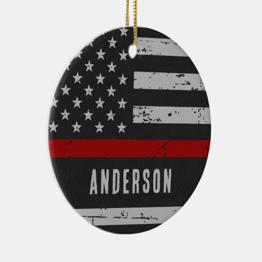 Thin Red Line - Feuerwehrmann Keramik Ornament (Rechts)