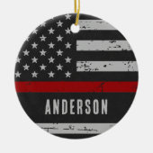 Thin Red Line - Feuerwehrmann Keramik Ornament (Vorne)