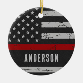 Thin Red Line - Feuerwehrmann Keramik Ornament