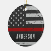 Thin Red Line - Feuerwehrmann Keramik Ornament (Links)