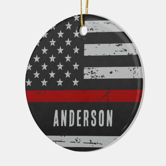 Thin Red Line - Feuerwehrmann Keramik Ornament (Links)