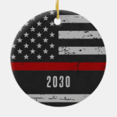 Thin Red Line - Feuerwehrmann Keramik Ornament (Hinten)