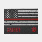 Thin Red Line Feuerwehrmann Schweres Hund Tischset Fußmatte (Vorderseite)