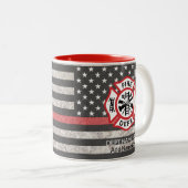 Thin Red Line, Firefighter Coffee Tasse, Fireman Zweifarbige Tasse (VorderseiteRechts)
