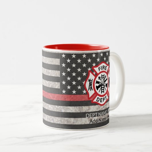 Thin Red Line, Firefighter Coffee Tasse, Fireman Zweifarbige Tasse (VorderseiteRechts)