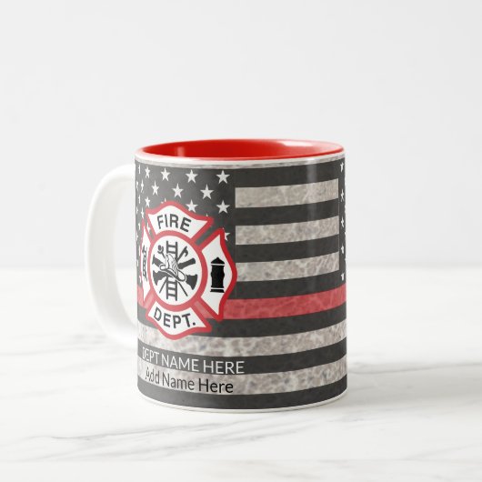 Thin Red Line, Firefighter Coffee Tasse, Fireman Zweifarbige Tasse (Vorderseite Links)