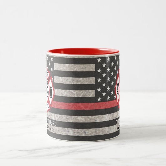 Thin Red Line, Firefighter Coffee Tasse, Fireman Zweifarbige Tasse (Mittel)