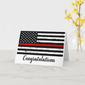 Thin Red Line Firefighter Fire Academy Abschluss Karte (Gelbe Blume)