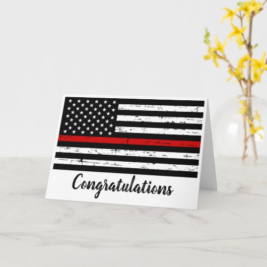 Thin Red Line Firefighter Fire Academy Abschluss Karte (Gelbe Blume)