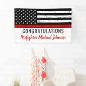 Thin Red Line Firefighter Graduation Party Banner (Insitu)