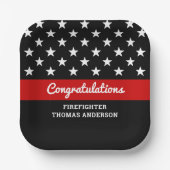 Thin Red Line Firefighter Graduation Party Pappteller (Vorderseite)