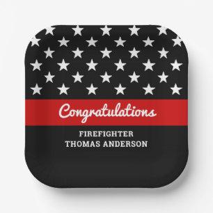 Thin Red Line Firefighter Graduation Party Pappteller