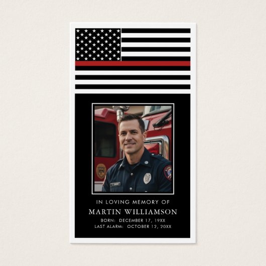 Thin Red Line Firefighter Memorial Prayer Card (Vorderseite)