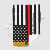 Thin Red Line & Firefighter, Mit Monogramm US-Flag Golfhandtuch (Insitu)