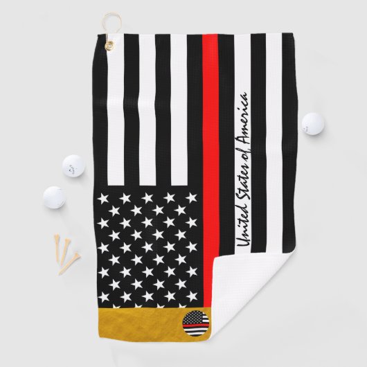 Thin Red Line & Firefighter, Mit Monogramm US-Flag Golfhandtuch (Insitu)