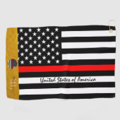 Thin Red Line & Firefighter, Mit Monogramm US-Flag Golfhandtuch (Horizontal)