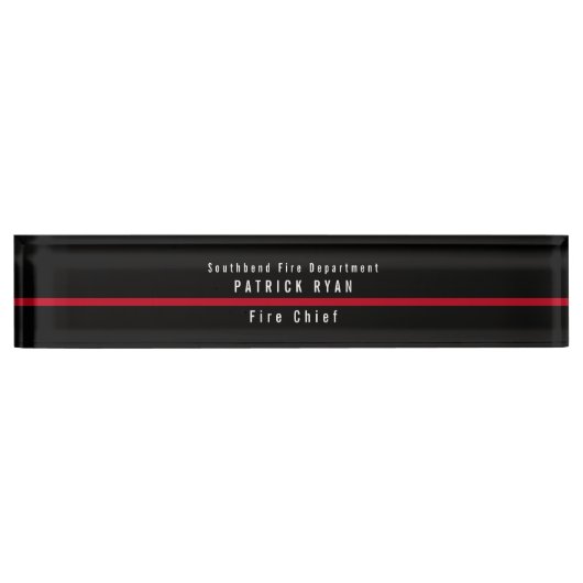 Thin Red Line Firefighter Modern Monogram Namensplakette (Vorderseite)