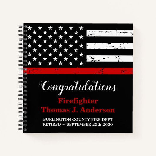 Thin Red Line Firefighter Retirement Party Guest Notizblock (Vorderseite)
