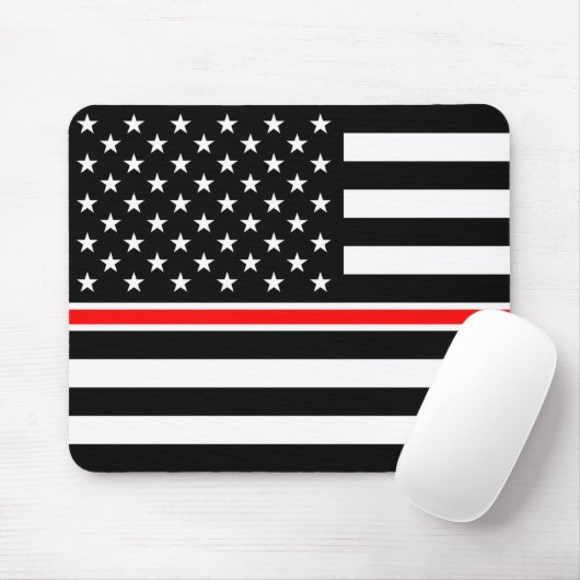 Thin Red Line Firefighters Heroes American Flag Mousepad (Mit Mouse)