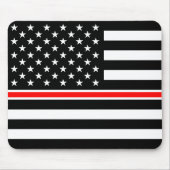 Thin Red Line Firefighters Heroes American Flag Mousepad (Vorne)