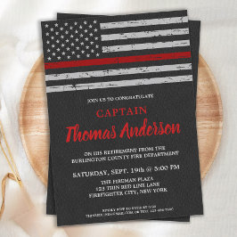 Thin Red Line Fireman Feuerwehrruhestand Einladung