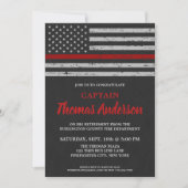 Thin Red Line Fireman Feuerwehrruhestand Einladung (Vorderseite)