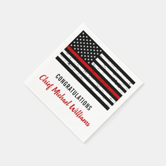 Thin Red Line Fireman Feuerwehrruhestand Serviette (Ecke)