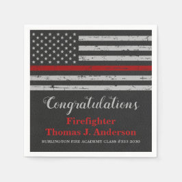 Thin Red Line Fireman Firefighter Abschluss Serviette