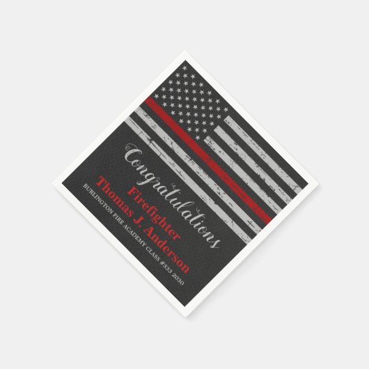 Thin Red Line Fireman Firefighter Abschluss Serviette (Ecke)