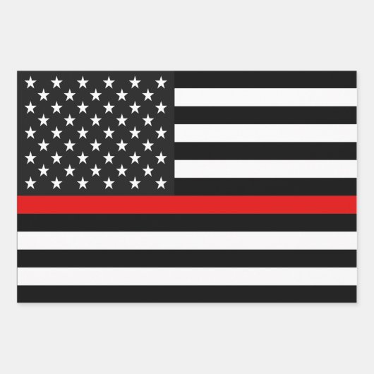Thin Red Line Flag der USA Geschenkpapier Set (Vorderseite 3)