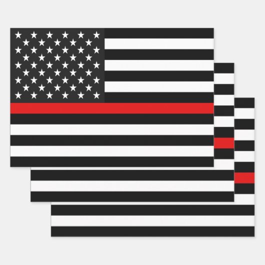Thin Red Line Flag der USA Geschenkpapier Set (Set)