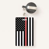 Thin Red Line Flag: Feuerwehrheldengedächtnis Ausweis (Rückseite mit Rechteck)