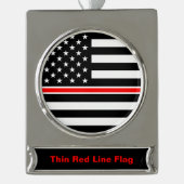 Thin Red Line Flag: Feuerwehrheldengedächtnis Banner-Ornament Silber (Vorderseite)